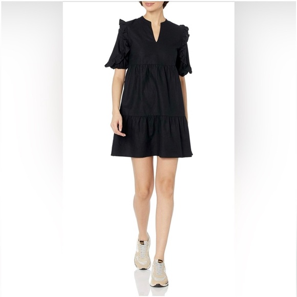 Goodthreads Tops - Goodthreads Linen Black Ruffled Peplum dress size Large